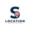 Elegant Letter S Geotag or Location Symbol Logo. Red Shape Point Location Icon. Usable for Business and Technology Logos. Flat