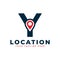 Elegant Letter Y Geotag or Location Symbol Logo. Red Shape Point Location Icon. Usable for Business and Technology Logos. Flat