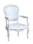 Elegant light-blue arm-chair isolated on white. Armchair with blue fabric upholstery