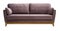 Elegant lilac sofa isolated on white background. Sofa on a wooden base