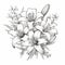 Elegant Lily Bouquet: Realistic Black And White Vector Illustration