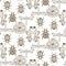 Elegant line style insect vector seamless pattern.