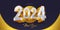 Elegant and Luxury 2024 New Year Banner or Poster Design with White and Gold 3D Numbers. Happy New Year 2024 Design