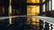 Elegant luxury black swimming pool with gold wall