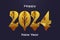 Elegant and Luxury New Year 2024 Banner or Poster Design with 3D Golden Numbers. Happy New Year 2024 Design