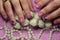 Elegant manicure design lilac with a pattern