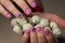 Elegant manicure design lilac with a pattern