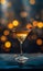Elegant Martini Glass with Bokeh Lights. Generative ai