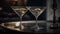 Elegant martini glass reflects luxury nightlife at the bar generated by AI