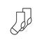 Elegant mens socks outline vector icon. EPS 10.... Cotton male product sign..... Stylish socks badge. Woolen clothin..