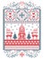 Elegant Merry Christmas Scandinavian, Nordic style winter pattern including snowflake, heart, reindeer, christmas tree, snow, snow