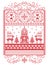 Elegant Merry Christmas Scandinavian, Nordic style winter pattern including snowflake, heart, reindeer, christmas tree, snowflakes