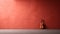 Elegant Minimalist Violin Image On Red Wall