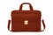 Elegant, modern leather briefcase with handle. Brown Suitcase. Office case. Bag for documents and papers isolated on white