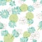 Elegant modern waterlilies or lotus flowers on transparent leaves seamless pattern background in grey and blue scheme color.