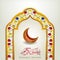 Elegant mosque gate design Islamic greetings Ramadan Kareem with Islamic mosaics