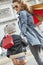 Elegant mother and daughter shopper in Paris, France walking