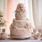 Elegant Multi-tiered Wedding Cake with Intricate Details and Luxurious Embellishments