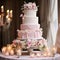 Elegant Multi-tiered Wedding Cake with Intricate Details and Luxurious Embellishments