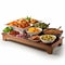 Elegant Multicultural Fusion Buffet Tray On White Background