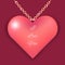 Elegant necklace with pink heart and love you text