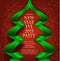 Elegant New Year eve invitation card with green ribbons in shape of christmas tree.