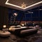 Elegant Nighttime Retreat Luxury Penthouse Bedroom. AI