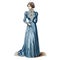 Elegant Nostalgic Illustration Of A Woman In Blue Evening Gown
