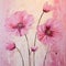 Elegant Oil Painting Of Pink Poppies On Cream Background