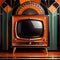 Elegant old television, vintage retro art deco style illustration