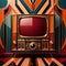 Elegant old television, vintage retro art deco style illustration