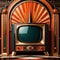 Elegant old television, vintage retro art deco style illustration