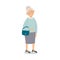 Elegant old woman cartoon character. Stylish ageless lady with glasses and handbag. Cartoon vector hand drawn eps 10