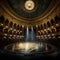 Elegant opera house interior bathed in spotlight. a grand stage awaiting performers. majestic theater architecture. AI