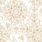 Elegant Oriental seamless pattern with paisley. Decorative gold ornament backdrop for fabric, textile.