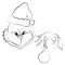 Elegant outline drawing of Christmas monster, vector illustration
