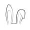 An elegant pair of rabbit ears. Suitable for use as an icon, symbol, design element.