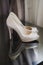 Elegant pair of white bridal shoes