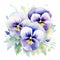 Elegant Pansy Watercolor Painting With White Wonder Flowers