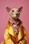 Elegant panter wearing colorful clothes on a pink background. Generative AI