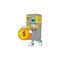 An elegant parking ticket machine mascot cartoon design with gold coin