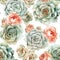 Elegant Pastel Succulent and Rose Pattern for Design