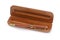 Elegant pen with an opened wooden case isolated