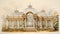 Elegant Pencil Sketch Of A Grandiose 19th Century German Realism Conservatory