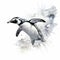 Elegant Penguin Flight: Captivating Watercolor Artwork Of A Graceful Bird