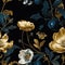 Elegant Peonies Floral Seamless Pattern on Dark Background