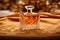 Elegant perfume bottle on opulent fabric with sophisticated design - luxury fragrance concept