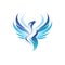 Elegant Phoenix Logo with Blue Wings