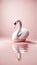 Elegant Pink Swan Reflection, AI Generated