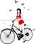 Elegant pinup girl on a bicycle